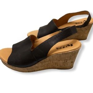 KORKS Navy Blue Cork Wedge Heels Size 10M